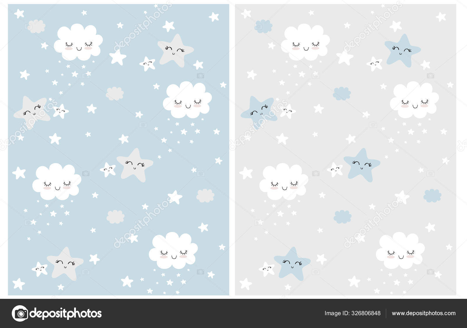 Cute Simple Seamless Patterns Ith White Fluffy Smiling Clouds Stars Vector Image By C ova Vector Stock Cute Simple Seamless Patterns Ith White Fluffy Smiling Clouds Stars Vector Image By C ova Vector Stock