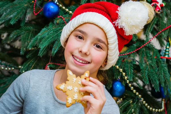 Ritratto di Natale di bambina di 10 anni — Foto Stock