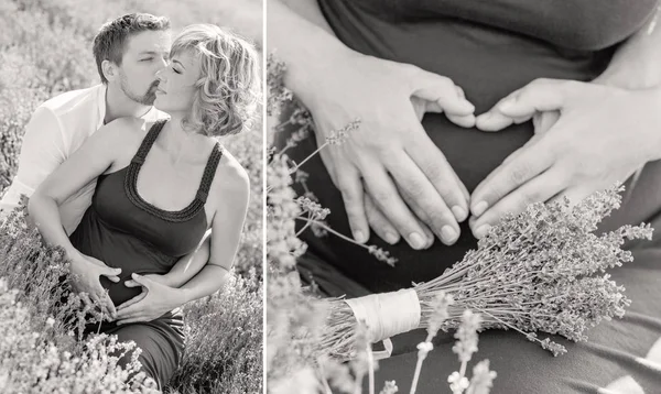 Gelukkige jonge familie genieten van zwangerschap — Stockfoto