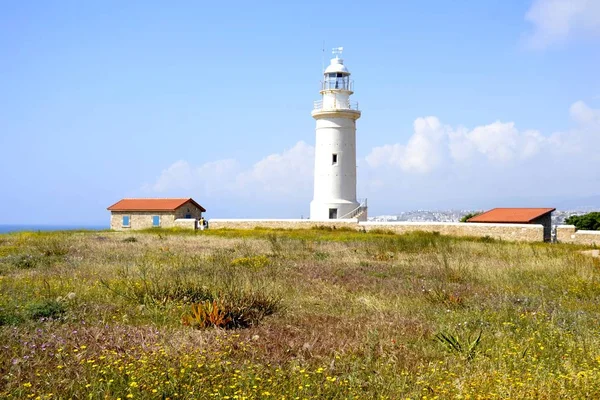 Old lighthouse and cloudy sky from Paphos — Stock Photo, Image