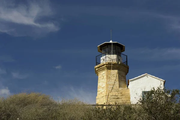 Outdoor Architecture Old Lighthouse Cyprus Cloudy Blue Sky — Stock Photo, Image