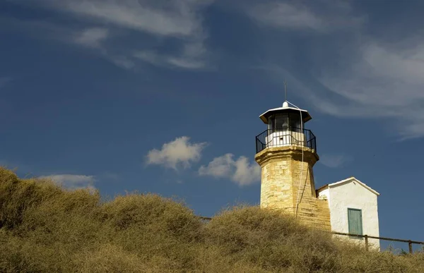 Outdoor Architecture Old Lighthouse Cyprus Cloudy Blue Sky — Stock Photo, Image