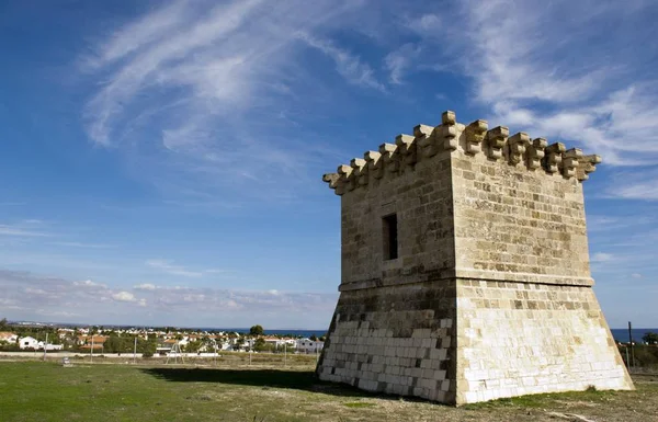 Buiten Het Platform Van Een Oude Venetiaanse Toren Cyprus Bewolkte — Stockfoto