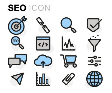 Vektör düz çizgi seo Icons set