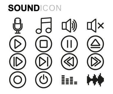 Vektör siyah çizgi ses Icons set