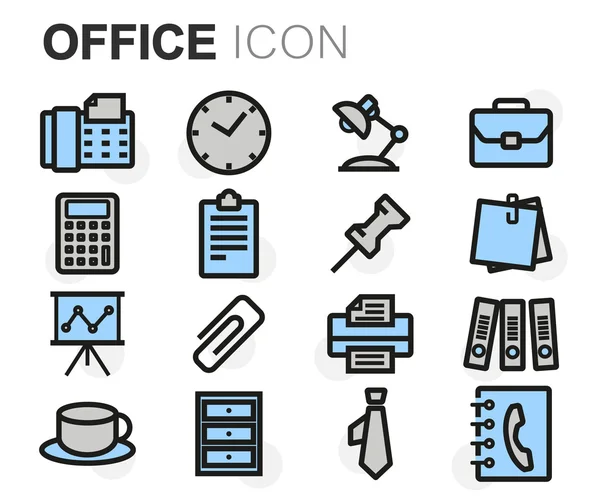 Vector flat line office icons set — Stock Vector