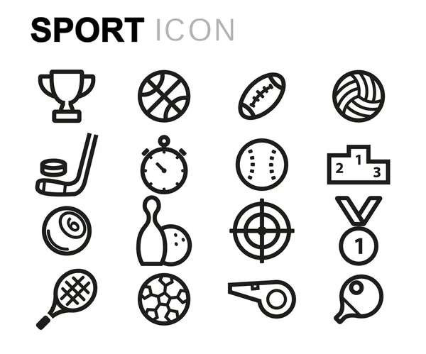 Conjunto de iconos deportivos de línea negra vectorial — Archivo Imágenes Vectoriales