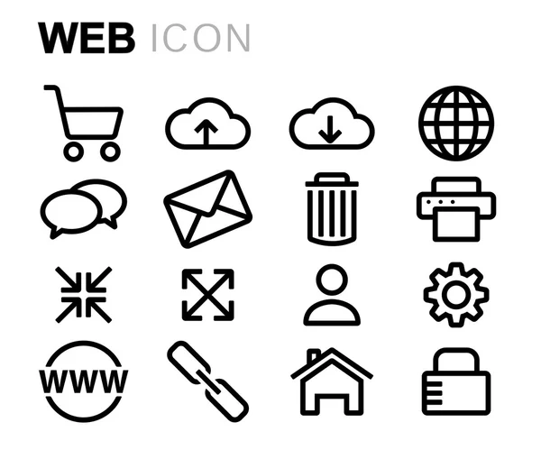 Vector black line web icons set — Stock Vector