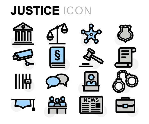 Vector flat line justice icons set — ストックベクタ