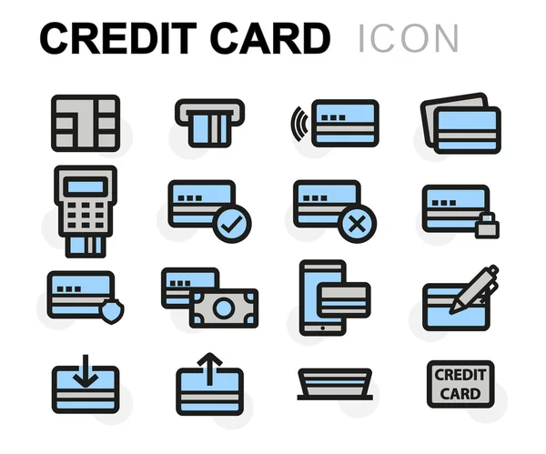 Zestaw ikon wektorowych płaskiej linii karty kredytowej — Wektor stockowy