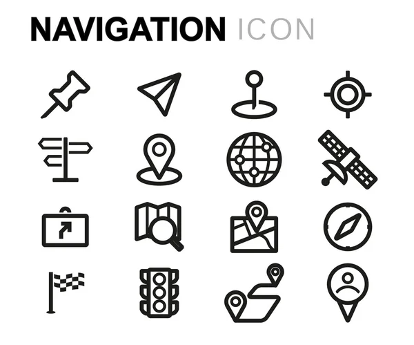 Vector black line navigation icons set — Stock Vector