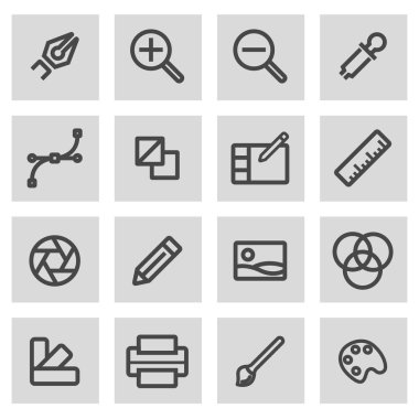 Vektör siyah çizgi grafik tasarım Icons set