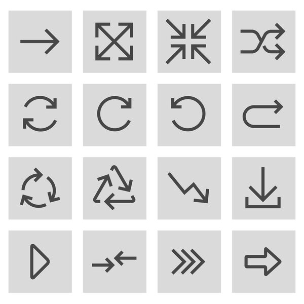 Vector black line arrow icons set