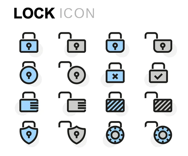 Vector flat line locks icons set — Stock Vector