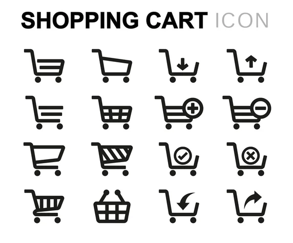 Vector black line shopping cart icons set — Stock Vector