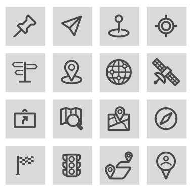 Vektör siyah çizgi gezinti Icons set
