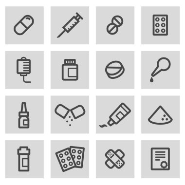 Vektör siyah çizgi hapları Icons set