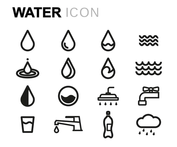 Zestaw ikon wektorowych linii wody — Wektor stockowy