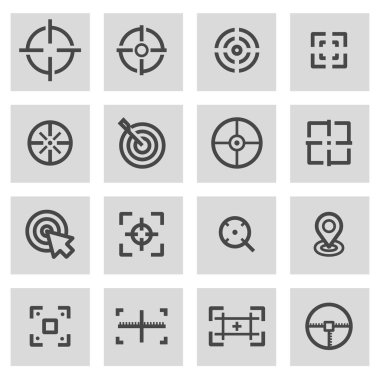 Vektör siyah çizgi hedef Icons set
