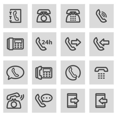 Vektör siyah çizgi telefon Icons set