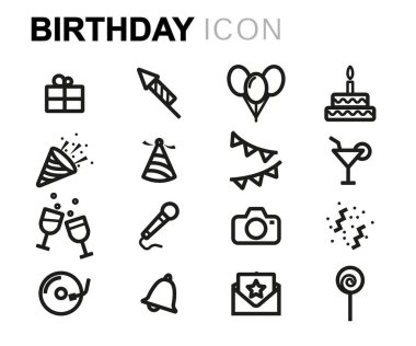 Vektör hat doğum günü Icons set
