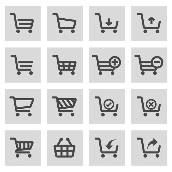 Vector linha preta conjunto de ícones de carrinho de compras — Vetor de Stock