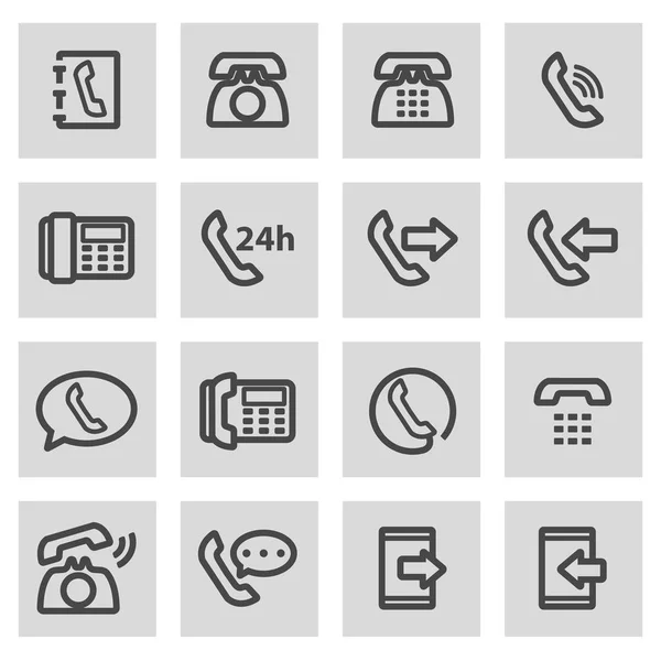 Vector black line telephone icons set — Stock Vector