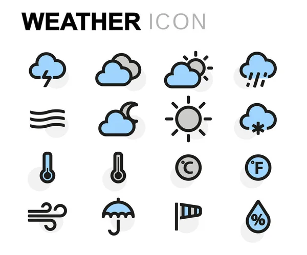 Ensemble d'icônes météo vectorielles plates — Image vectorielle