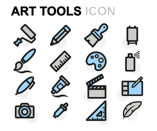 Vector flat art tools icons set — Stock Vector