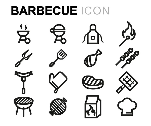 Conjunto de ícones de churrasco linha vetorial — Vetor de Stock