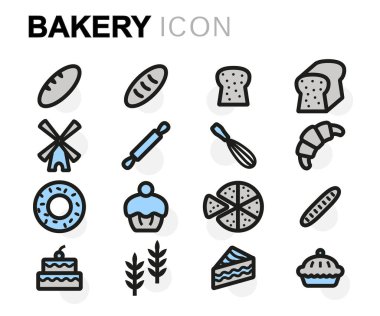 Vektör düz ekmek Icons set