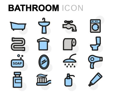 Vektör düz banyo Icons set