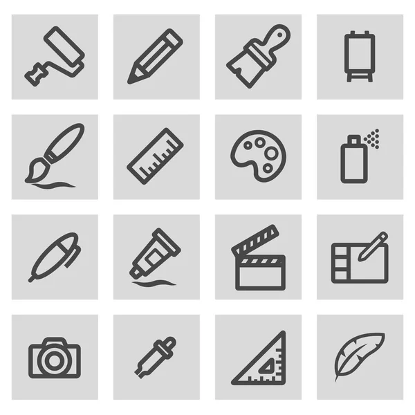Linea vettoriale strumenti di arte icone set — Vettoriale Stock