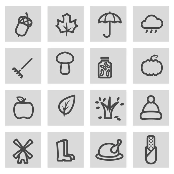 Vector line autumn icons set — Stock Vector