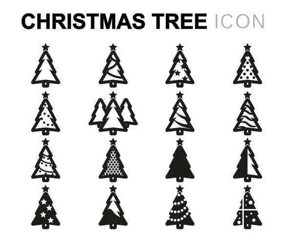 Vector line christmas tree icons set — Stock Vector