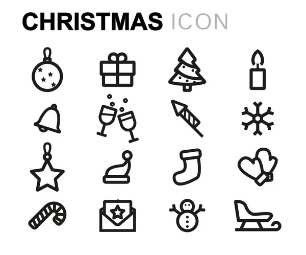 Conjunto de iconos de navidad de línea vectorial — Archivo Imágenes Vectoriales