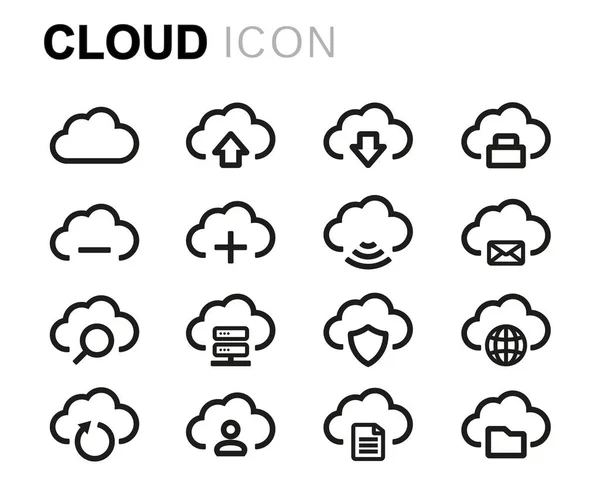 Vector lijn wolk icons set — Stockvector