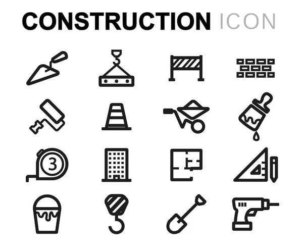 Conjunto de iconos de construcción de línea vectorial — Vector de stock