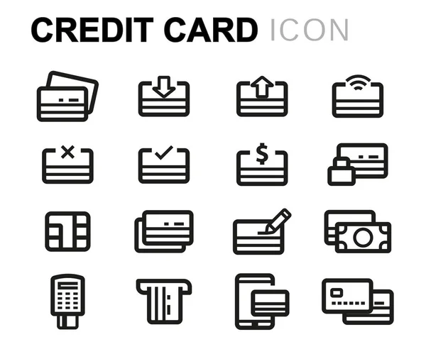 Vector lijn creditcard pictogrammen instellen — Stockvector