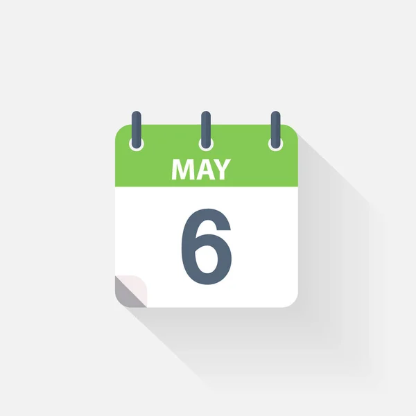 6 Mayo icono del calendario — Vector de stock