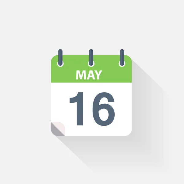 16 mai icône calendrier — Image vectorielle