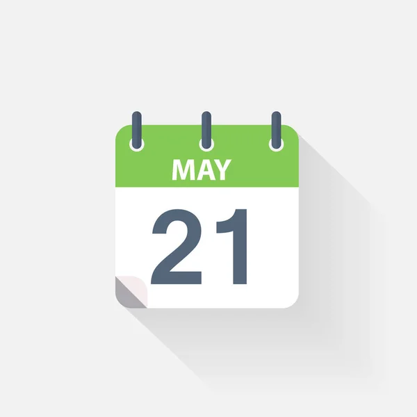 21 Mayo icono del calendario — Vector de stock