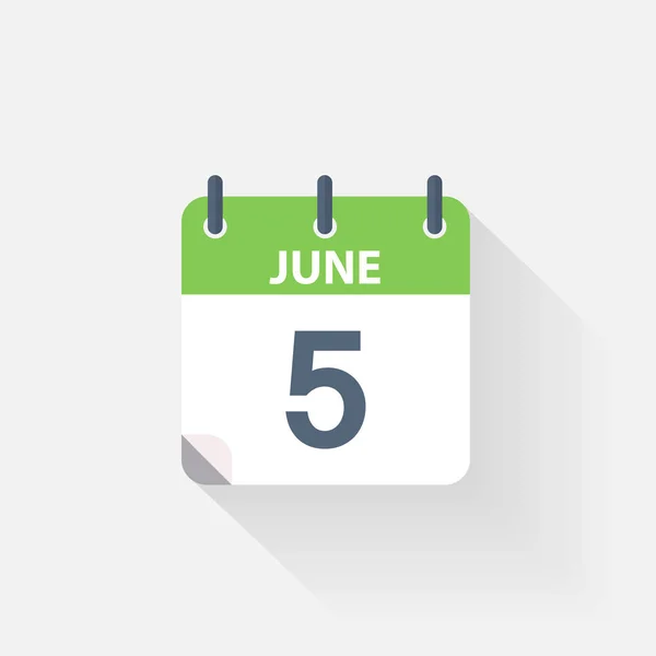 5 giugno icona del calendario — Vettoriale Stock