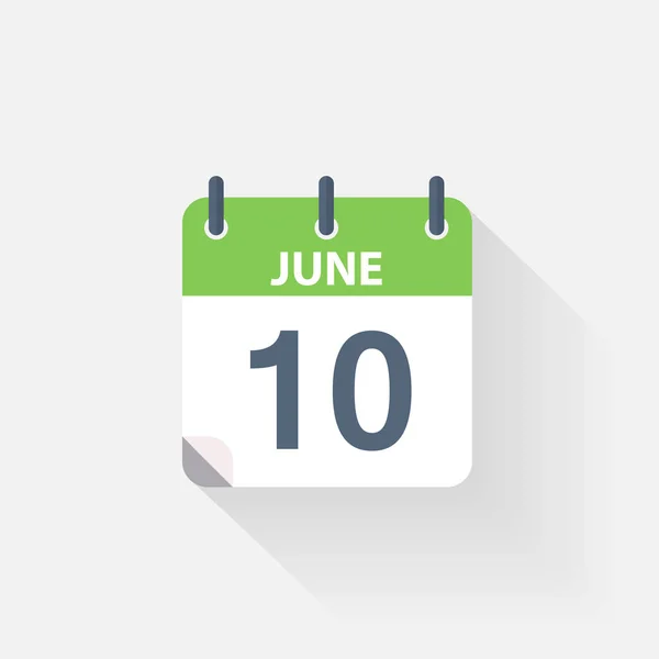 10 giugno icona del calendario — Vettoriale Stock