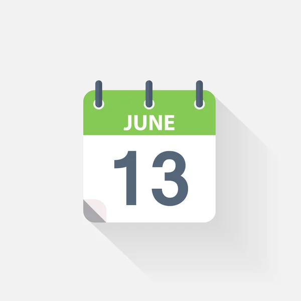 6 月 13 日カレンダー アイコン — ストックベクタ