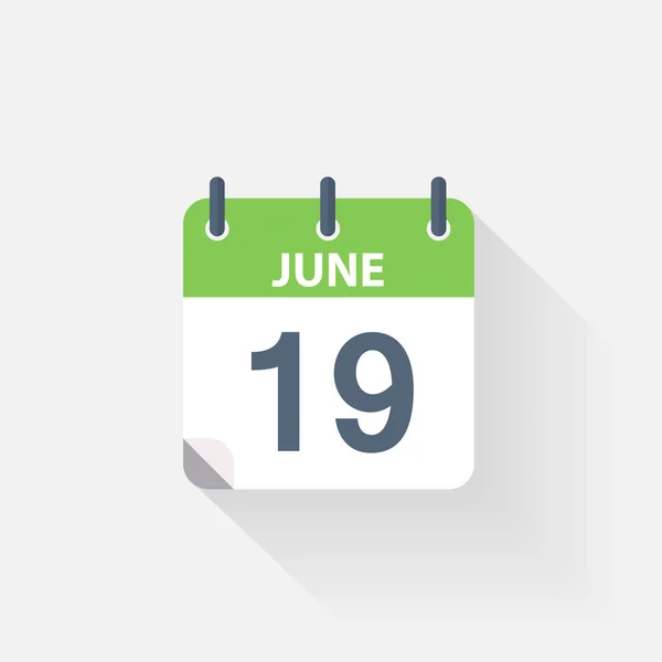 Het pictogram van de kalender van 19 juni — Stockvector