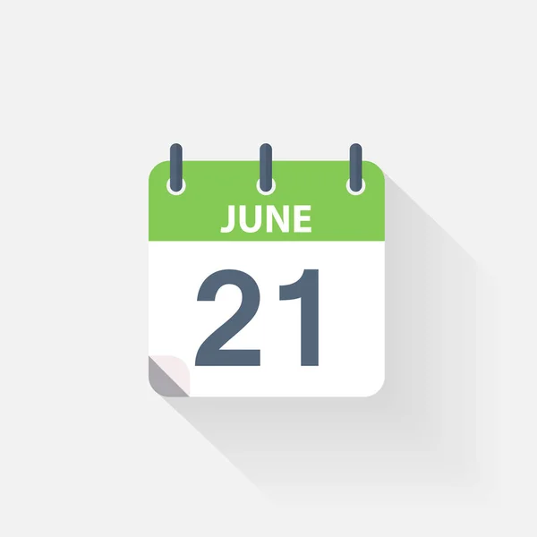 21 giugno icona del calendario — Vettoriale Stock