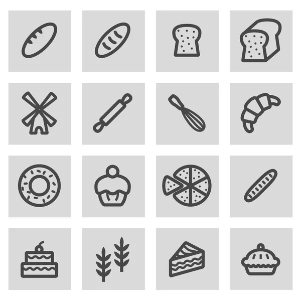 Vector lijn bakkerij icons set — Stockvector