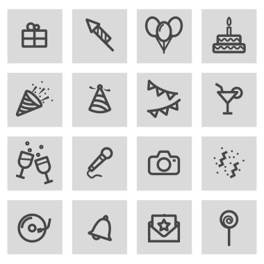 Vektör hat doğum günü Icons set
