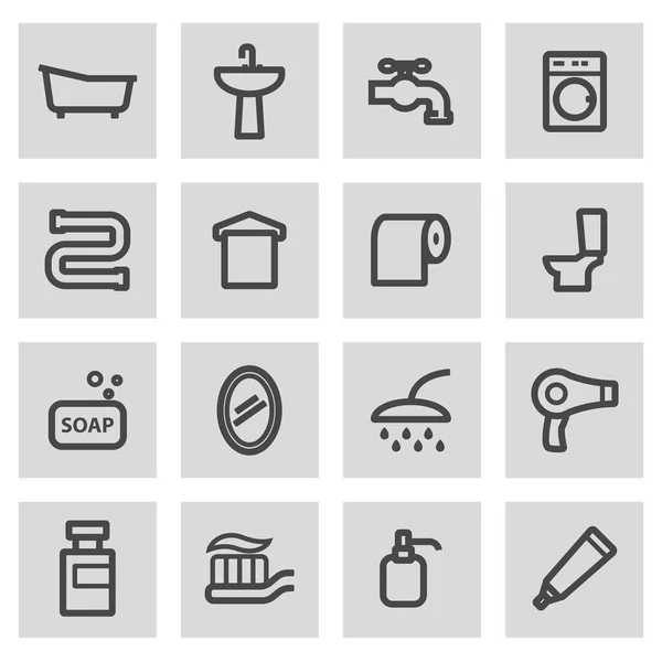Vector linha de ícones do banheiro conjunto — Vetor de Stock